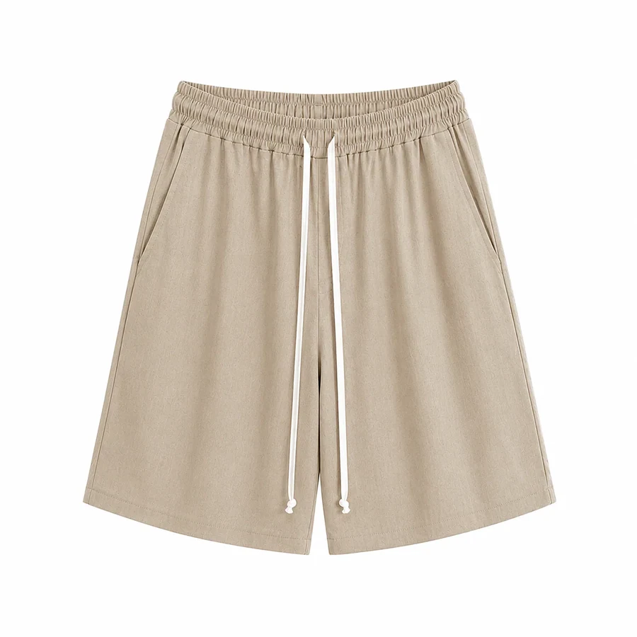 Fotografie de catalog: pantaloni camel cu șnur lung – 70% vâscoză, 30% in.
