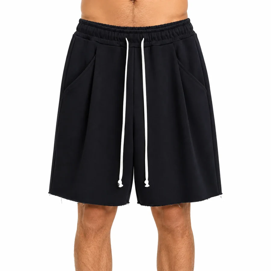 Pantaloni negri oversized cu cusătură frontală și șnur lung, fotografie de catalog, în catalogul editorial.