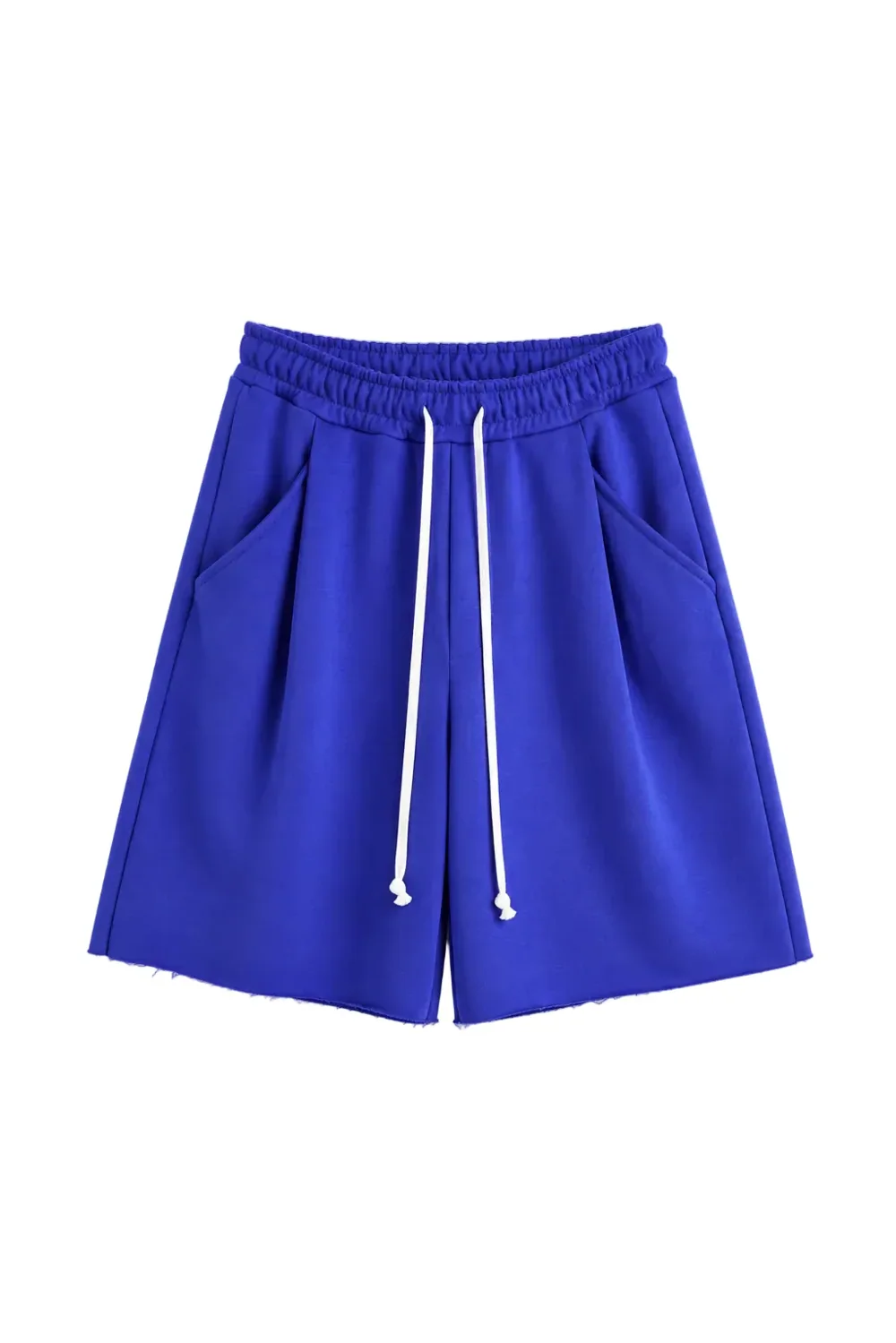 Pantaloni Albastru Regal Oversized cu Cusătură Frontală și Șnur Lungas — pantaloni albastru regal oversized cu șnur lung în talie, având o cusătură decorativă frontală pe centrul piciorului, confecț — cadrul 2 din galeria editorială.