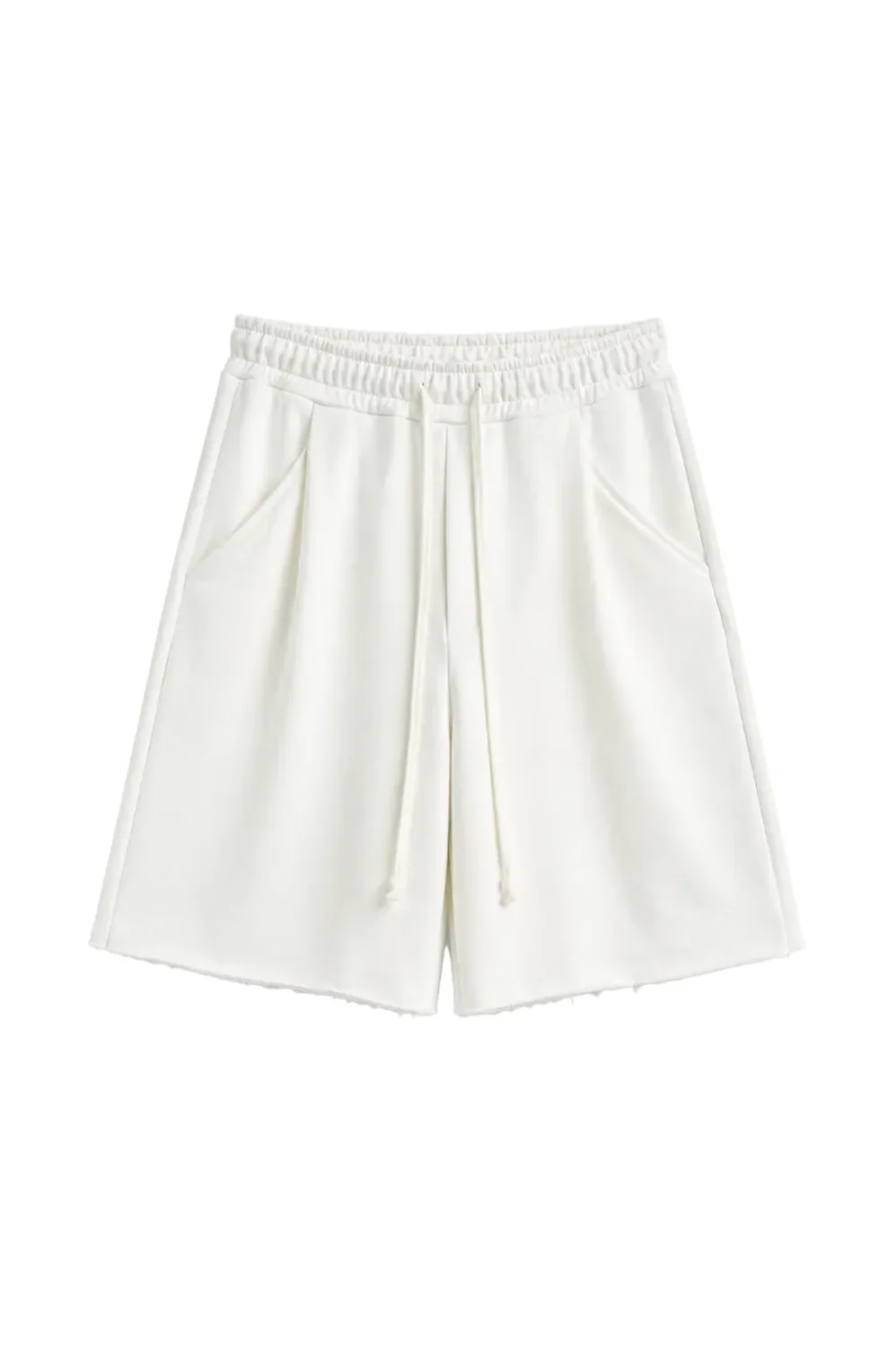 Pantaloni Albi Oversized cu Cusătură Frontală și Șnur Lung — pantaloni albi oversized cu șnur lung în talie, având o cusătură decorativă frontală pe centrul piciorului, confecționați din — cadrul 2 din galeria editorială.
