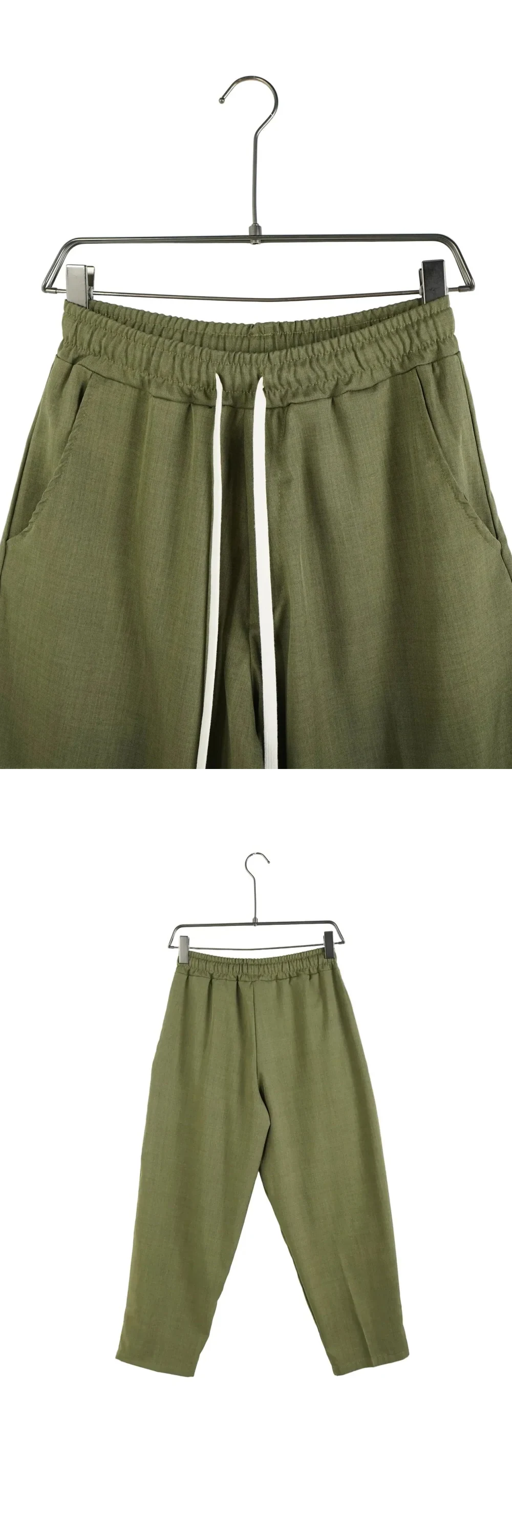 Pantaloni Bărbați Verzi - Croială Largă (Wide Leg) cu Șnur Lung — pantaloni bărbați verzi croială wide leg cu șiret lung în talie, stil streetwear urban modern — cadrul 2 din galeria editorială.