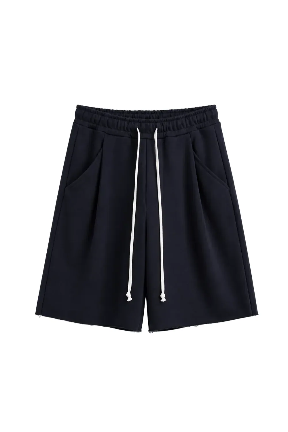 Pantaloni Bleumarin Oversized cu Cusătură Frontală și Șnur Lung — pantaloni bleumarin oversized cu șnur lung în talie, având o cusătură decorativă frontală pe centrul piciorului, confecționaț — cadrul 2 din galeria editorială.