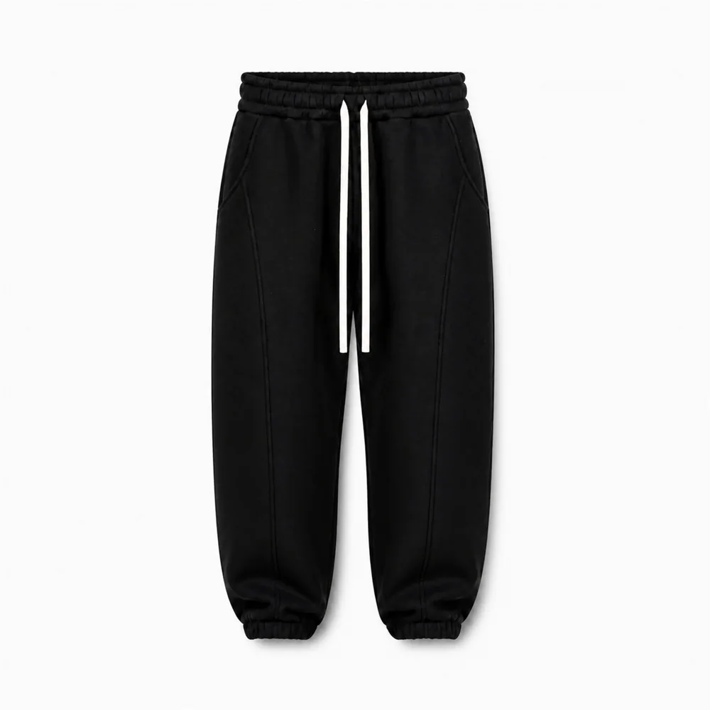 Pantaloni de Trening Bărbați Negri Balloon Fit din Bumbac — pantaloni de Trening Bărbați Negri Balloon Fit din Bumbac - vedere frontală ghost — cadrul 2 din galeria editorială.