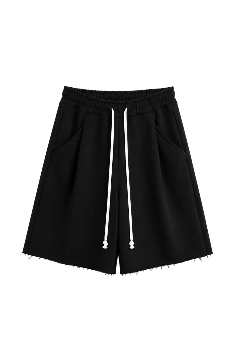 Pantaloni Negri Oversized cu Cusătură Frontală și Șnur Lung — pantaloni negri oversized cu șnur lung în talie, având o cusătură decorativă frontală pe centrul piciorului, confecționați di — cadrul 2 din galeria editorială.
