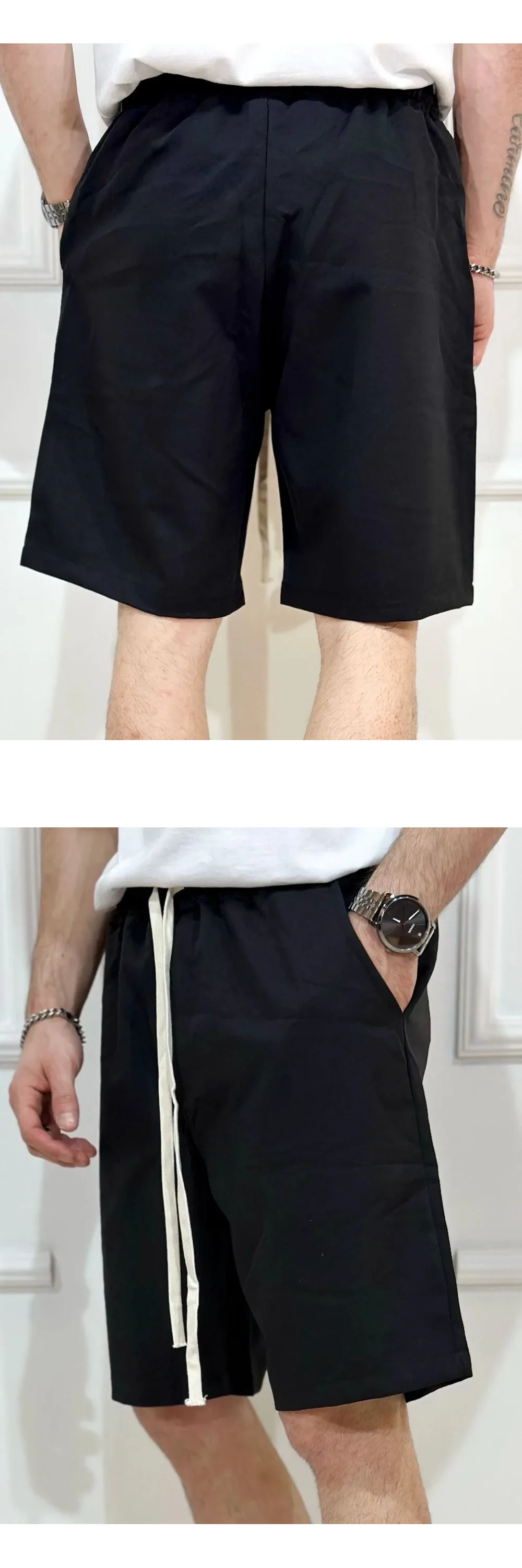 Pantaloni pentru Barbati Negrii Scurti cu Siret Lung — pantaloni pentru Barbati Negrii Scurti cu Siret Lung - produs fashion bărbați Atelier AXD — cadrul 2 din galeria editorială.