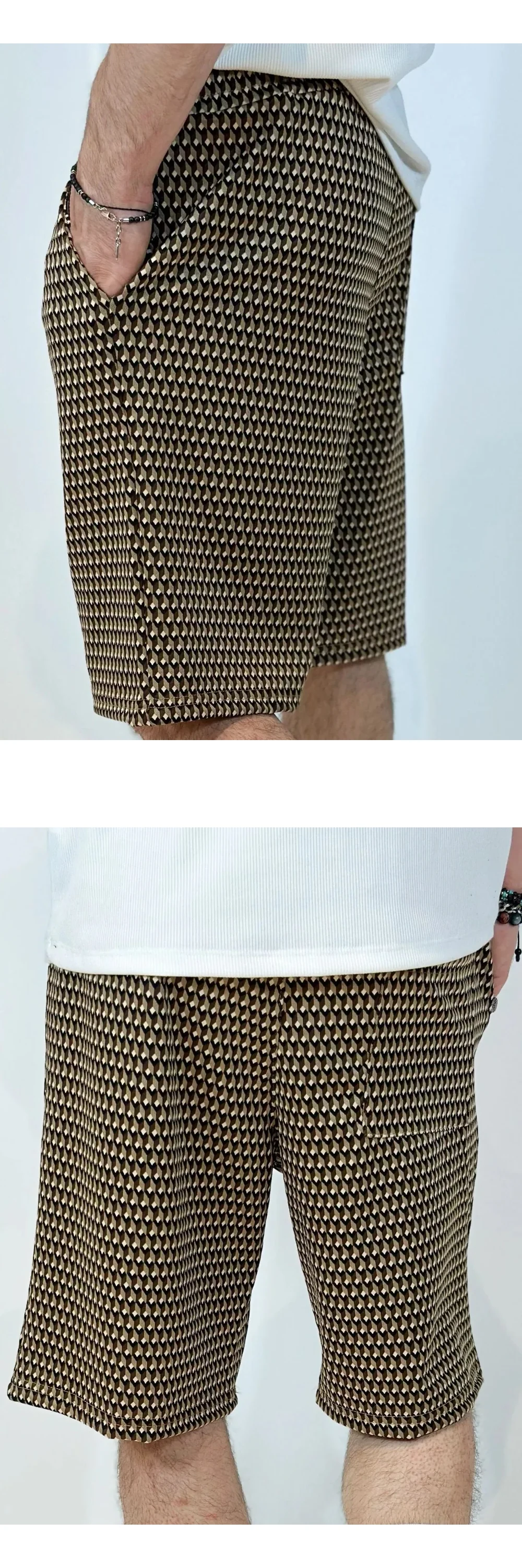 Pantaloni Scurti Barbati Crem cu Imprimeu — pantaloni Scurti Barbati Crem cu Imprimeu - produs fashion bărbați Atelier AXD — cadrul 2 din galeria editorială.