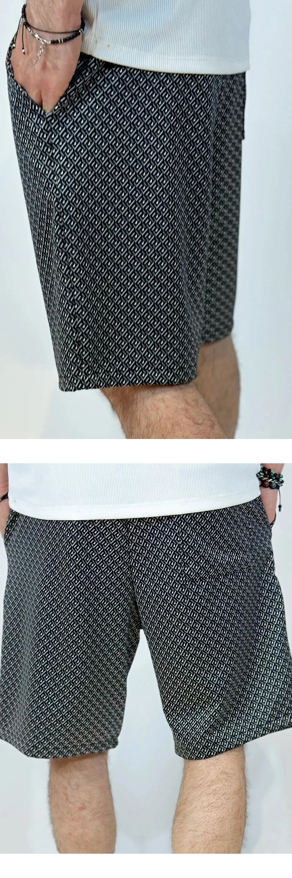 Pantaloni Scurti Barbati Negrii cu Imprimeu — pantaloni Scurti Barbati Negrii cu Imprimeu - produs fashion bărbați Atelier AXD — cadrul 2 din galeria editorială.