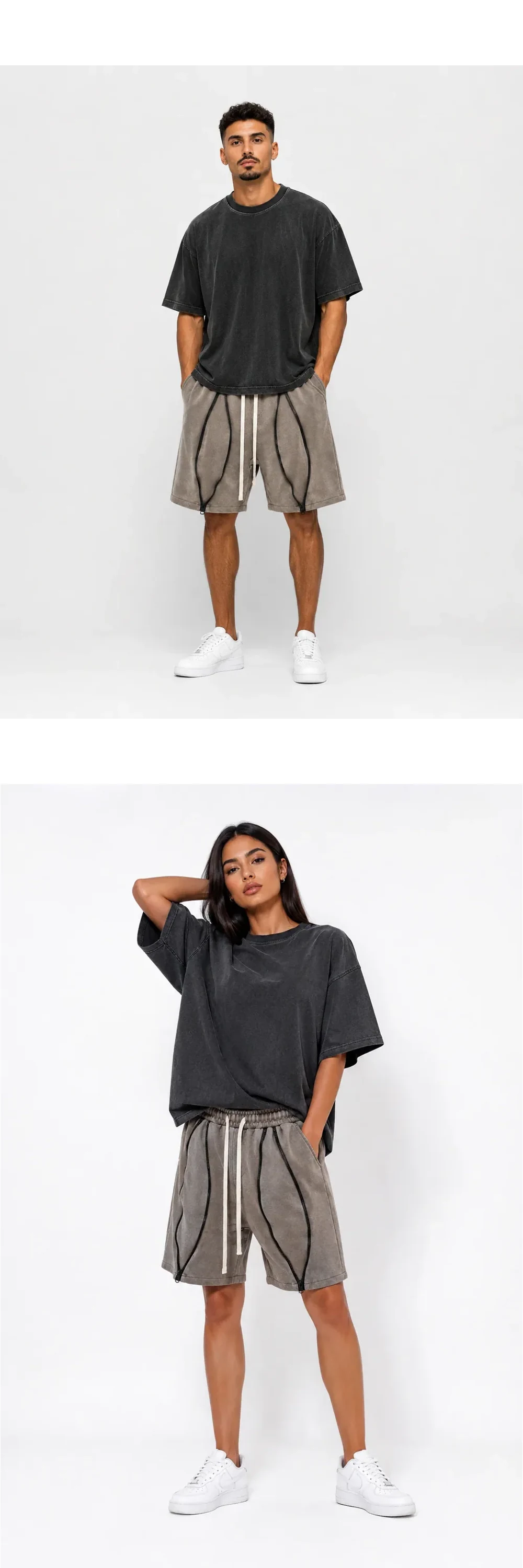 Pantaloni scurți maro 100% bumbac cu fermoar pe mijloc și șnur lung — pantaloni scurți maro 100% bumbac cu fermoar pe mijloc și șnur lung - produs fashion bărbați Atelier AXD — cadrul 2 din galeria editorială.