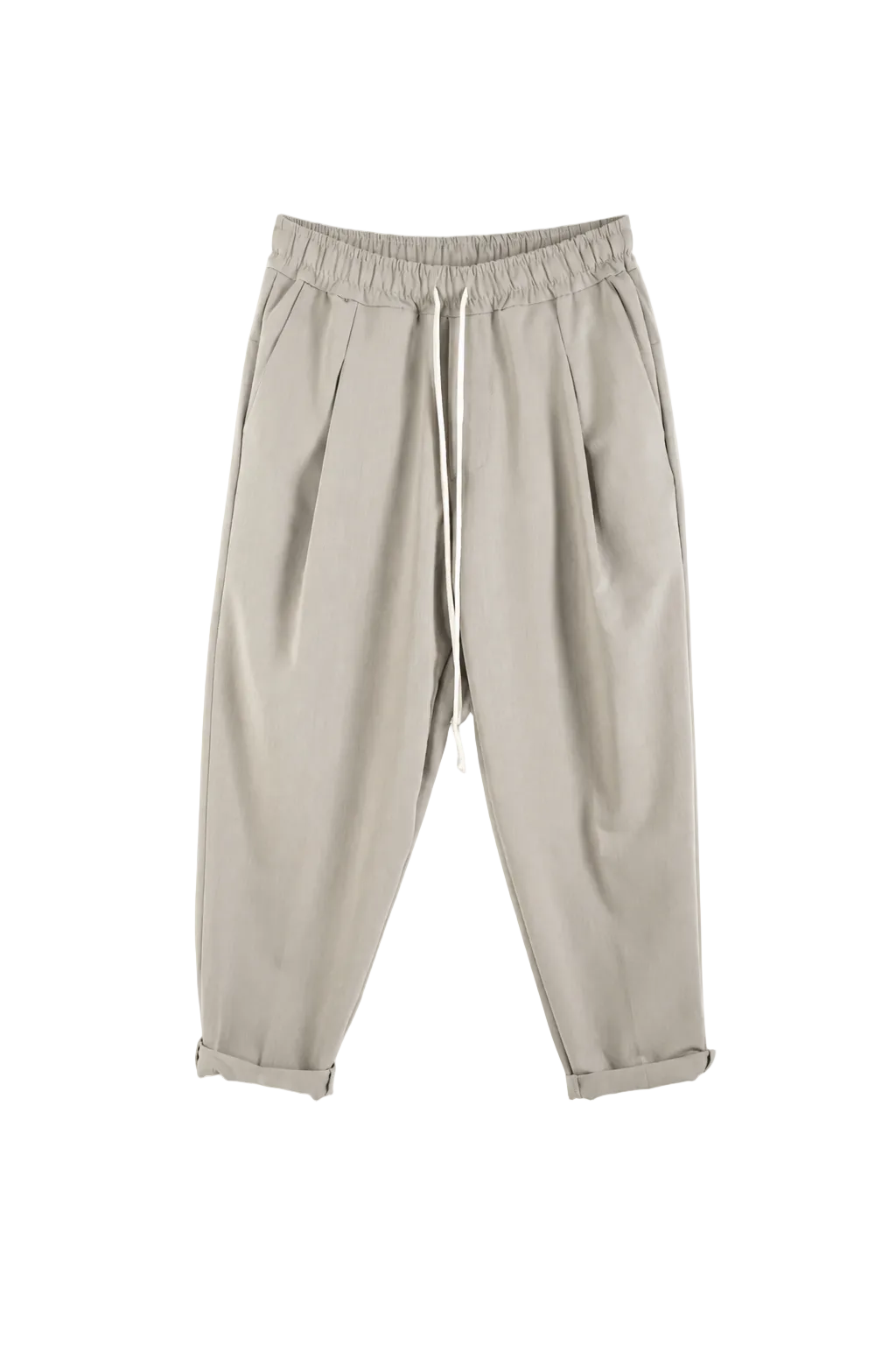 atelier axd pantaloni crem slim cu siret lung Atelier AXD in tinuta moda urbana cu snur lung vizibil