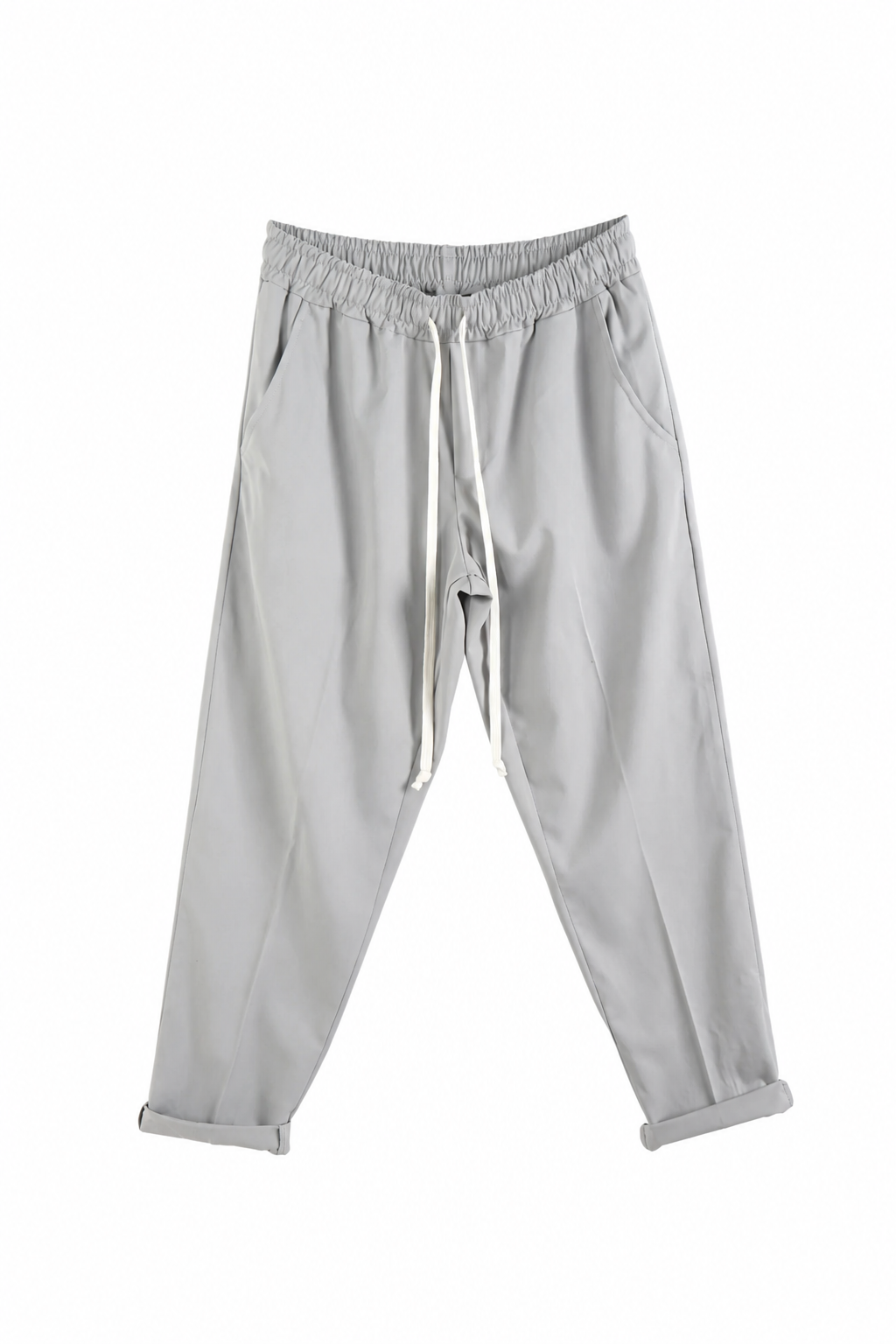 atelier axd pantaloni gri slim cu siret lung Atelier AXD in tinuta moda urbana cu snur lung vizibil