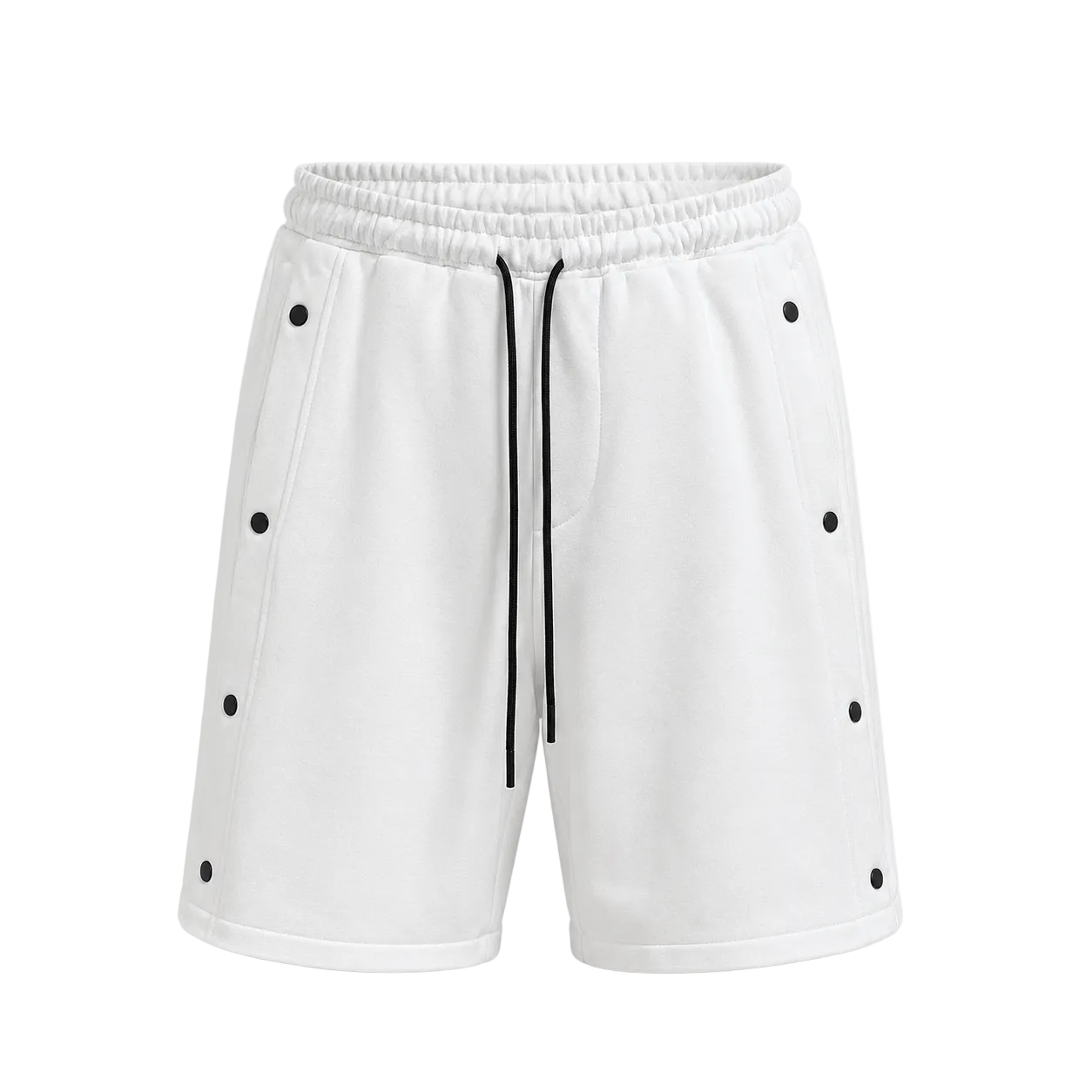 atelier axd pantaloni scurti albi snur lung capse Atelier AXD in tinuta moda urbana cu snur lung vizibil