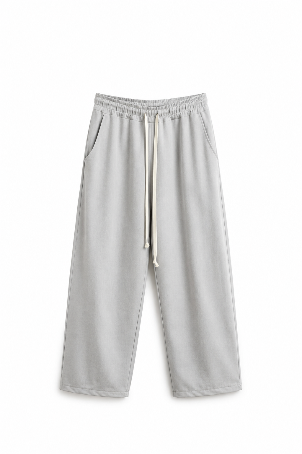 atelier axd pantaloni wide leg gri oversized snur lung barbati Atelier AXD in tinuta moda urbana cu snur lung vizibil