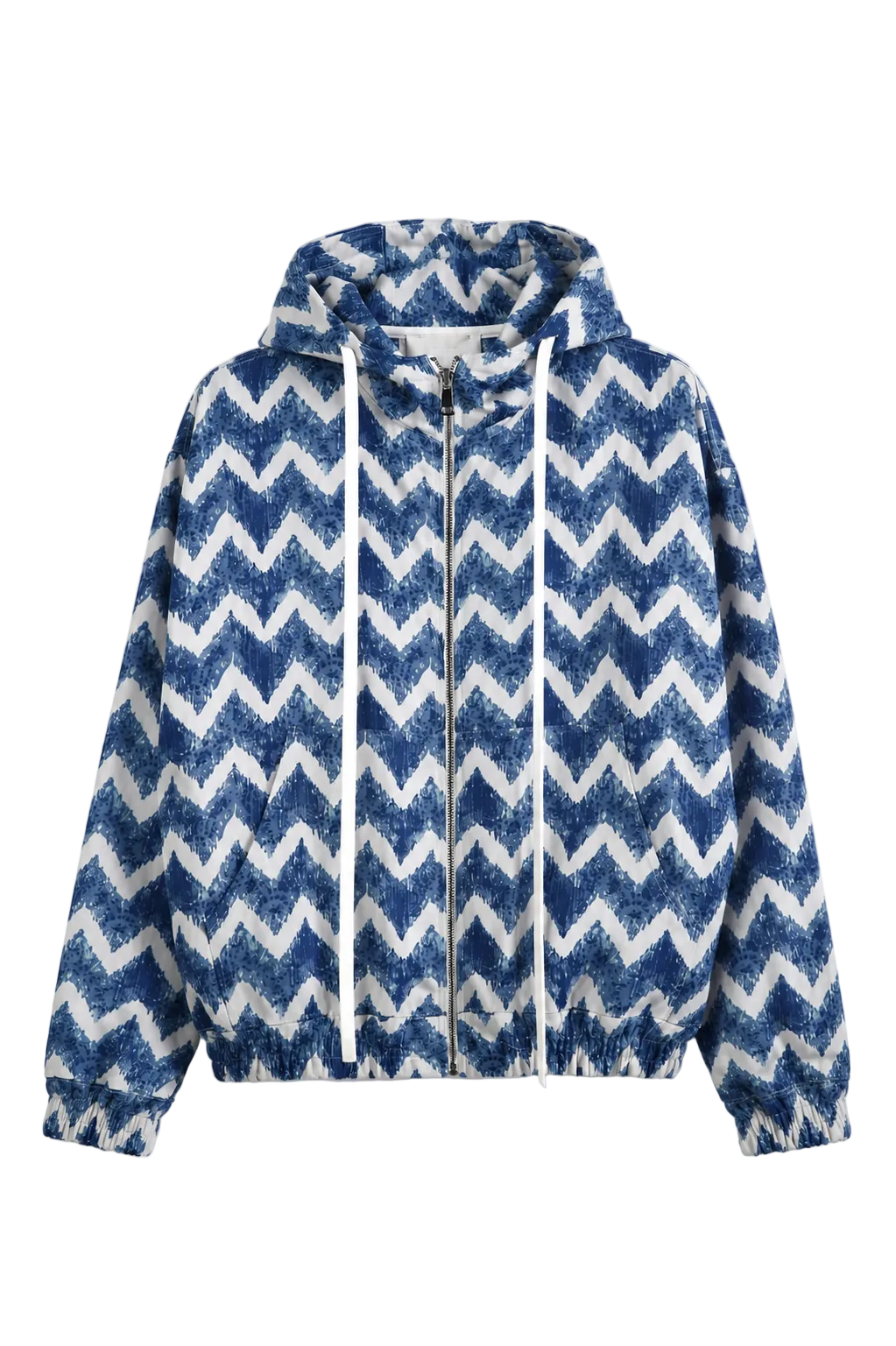 pantaloni cu snur lung atelier axd blue chevron zip hoodie luxury s Atelier AXD in tinuta moda urbana cu snur lung vizibil