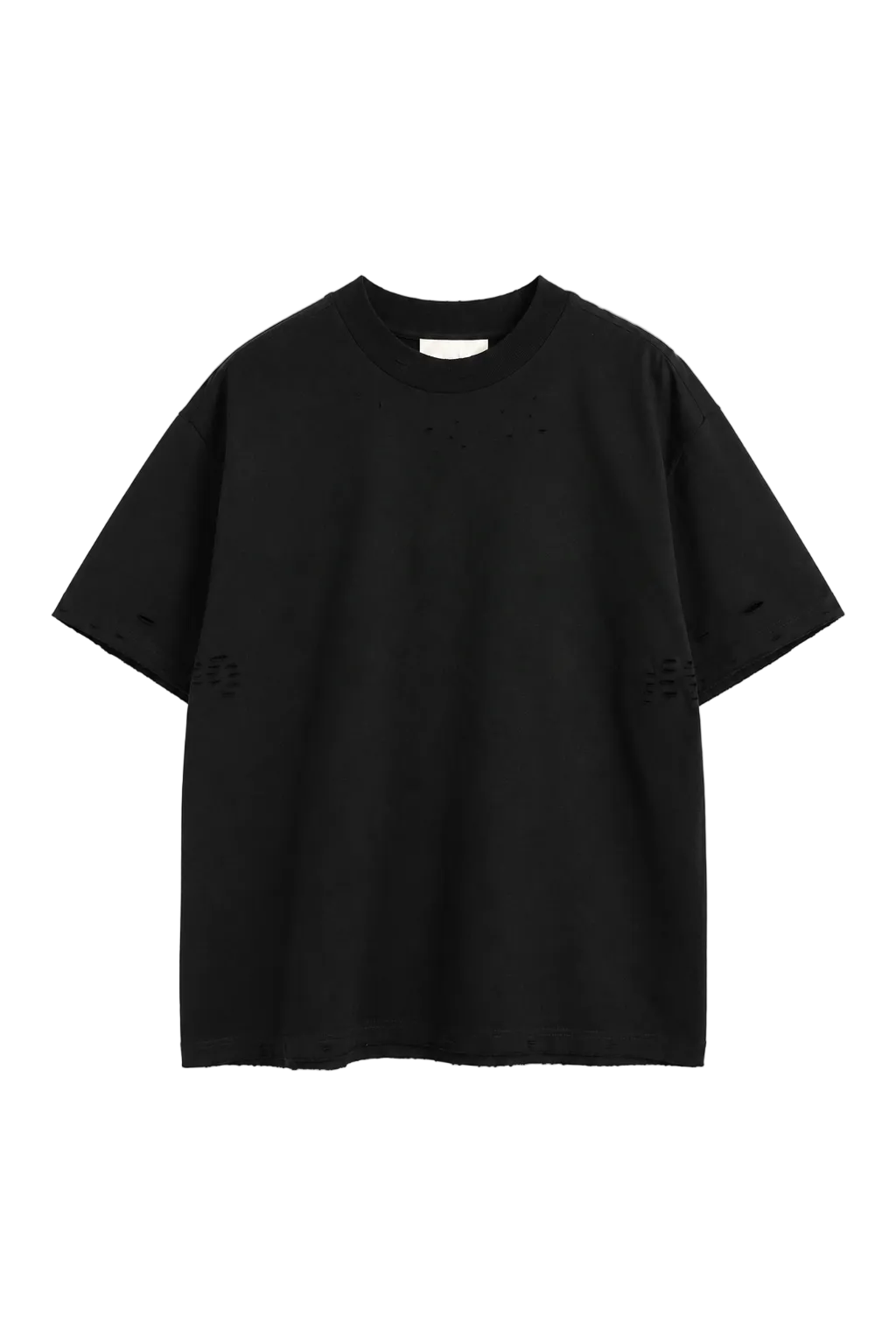 pantaloni cu snur lung atelier axd tricou oversized negru destroyed Atelier AXD in tinuta moda urbana cu snur lung vizibil