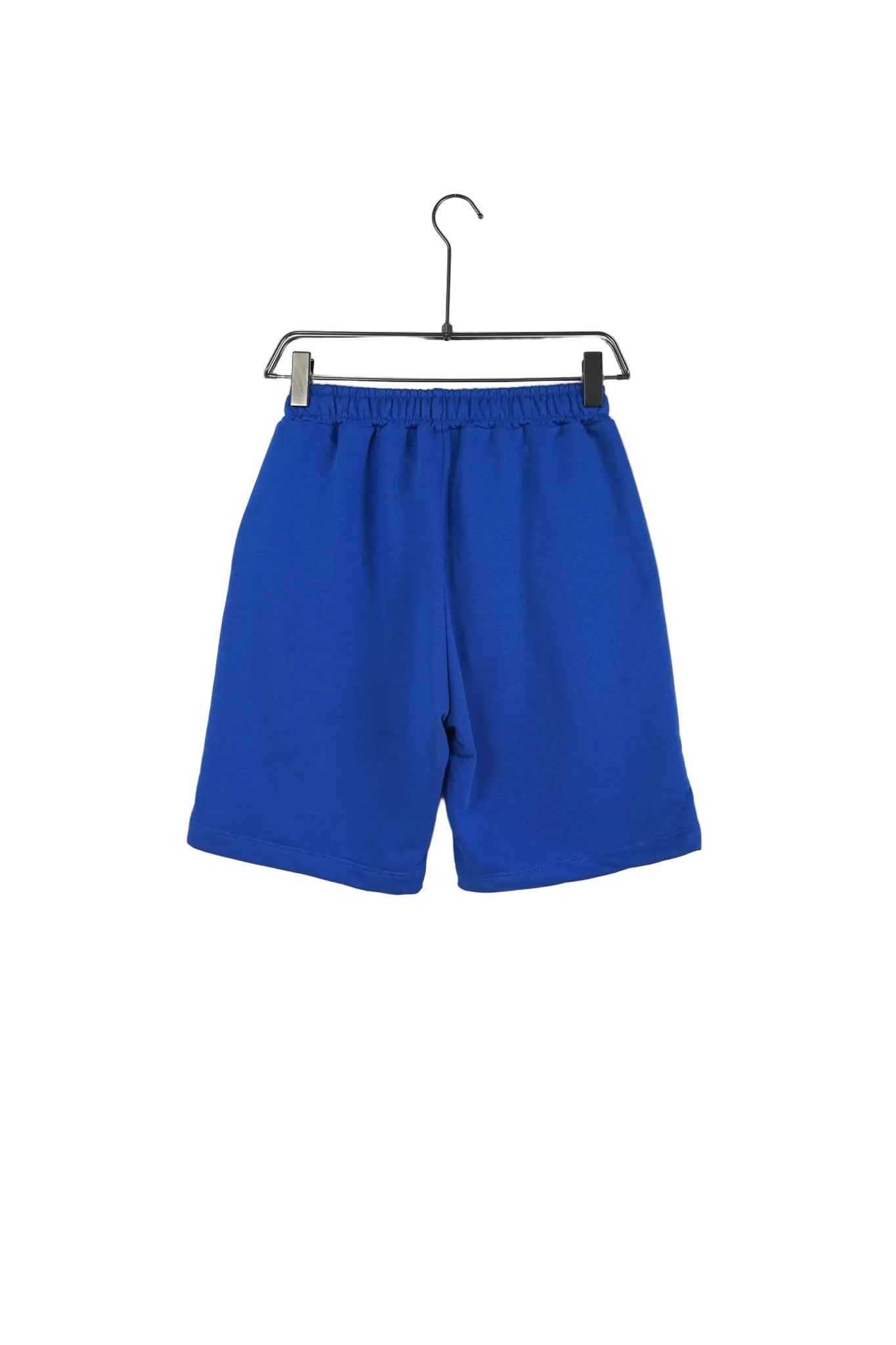 pantaloni scur ti unisex din bumbac alba c pantaloni scurti albastri unise Atelier AXD in tinuta moda urbana cu snur lung vizibil