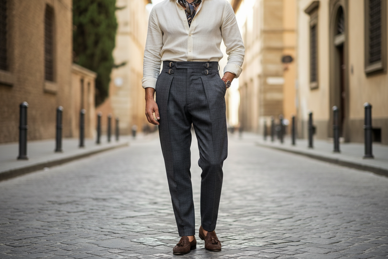 sitemap blogs 1 xml barbat purtand pantaloni gurkha eleganti cu talie inalta s Atelier AXD in tinuta moda urbana cu snur lung vizibil