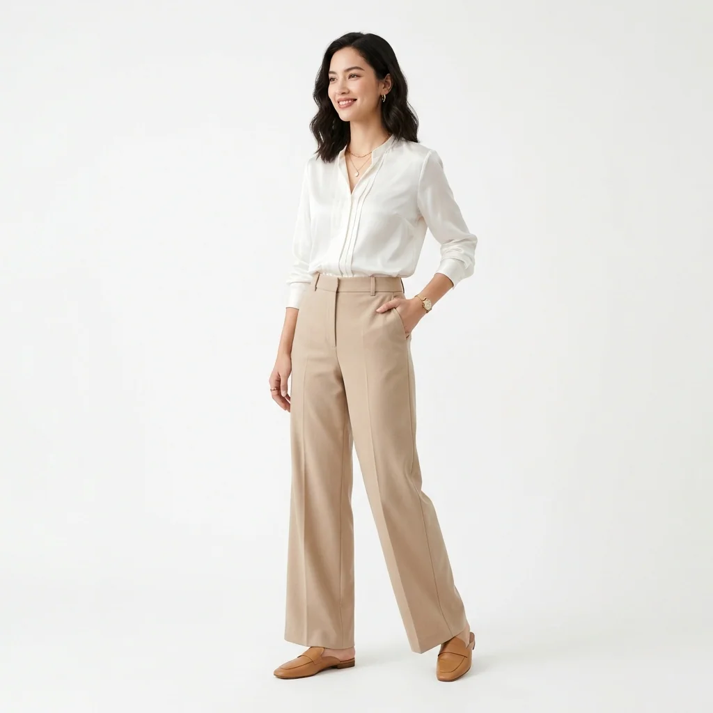 pantaloni cu snur lung purtati de persoana reala pentru Vesta alba de vara in vacanta la mare vara 2026, imagine principala stil Atelier AXD
