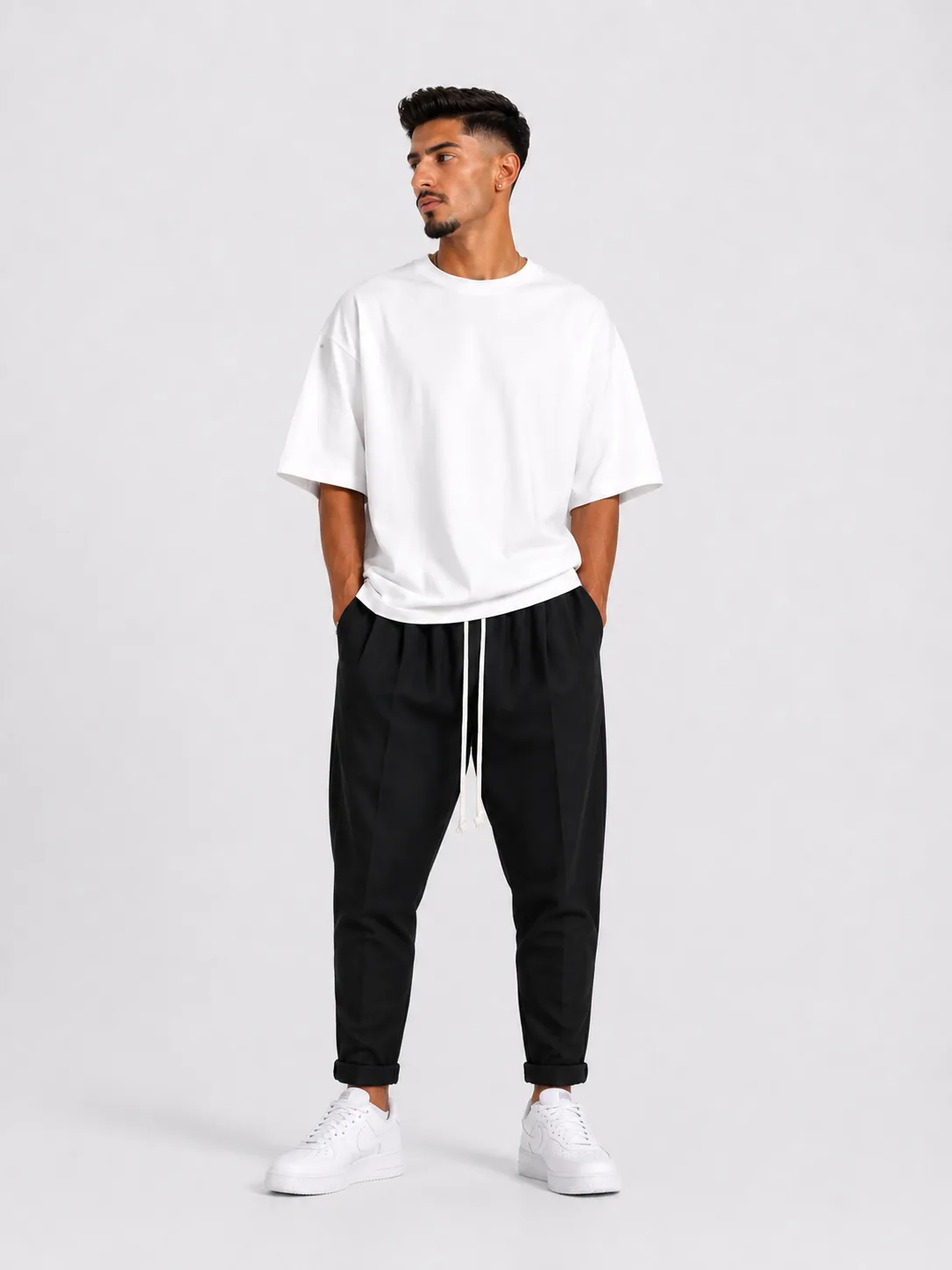 Pants With Drawstring Long Men