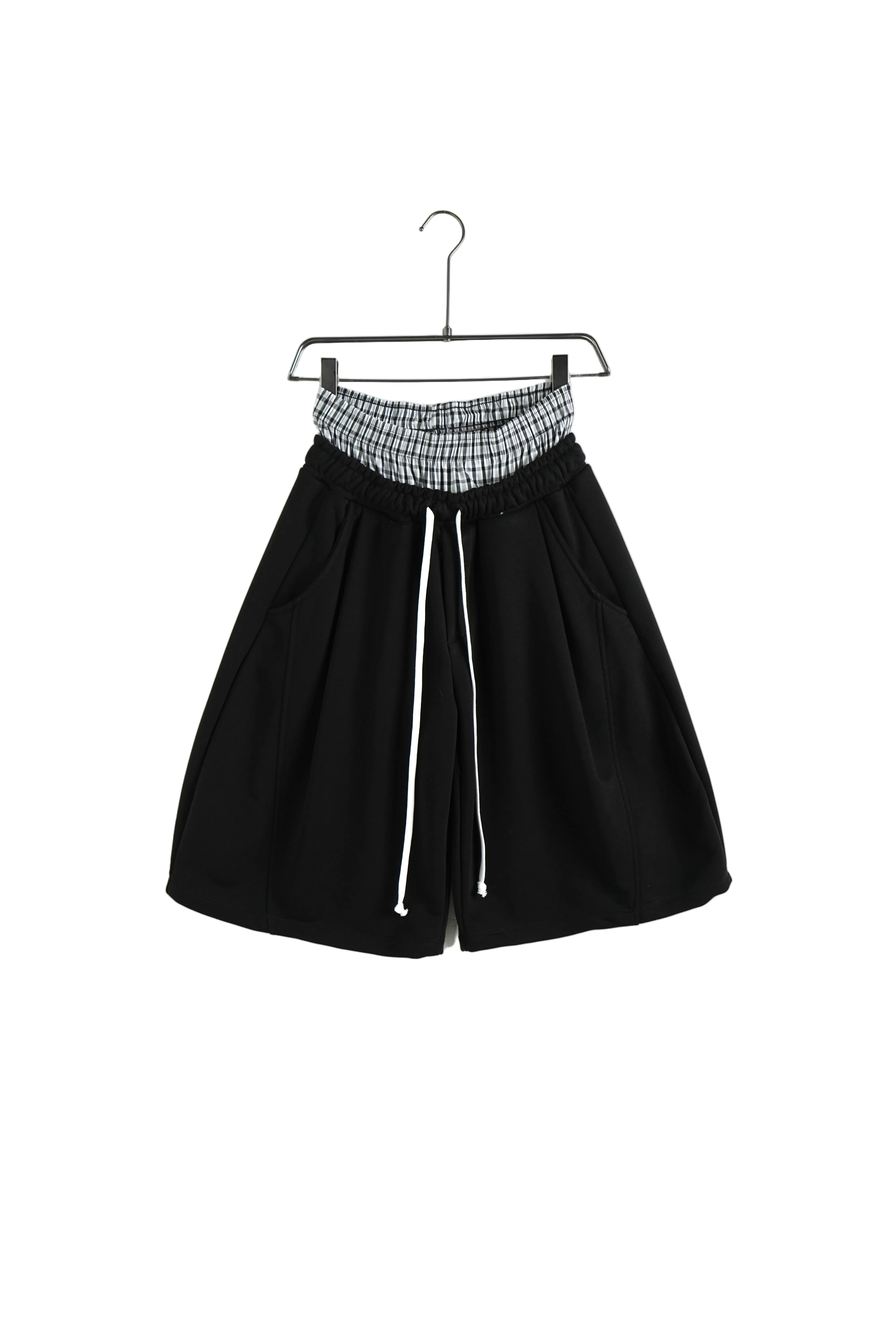 Pantaloni negri oversized barbati cu snur lung