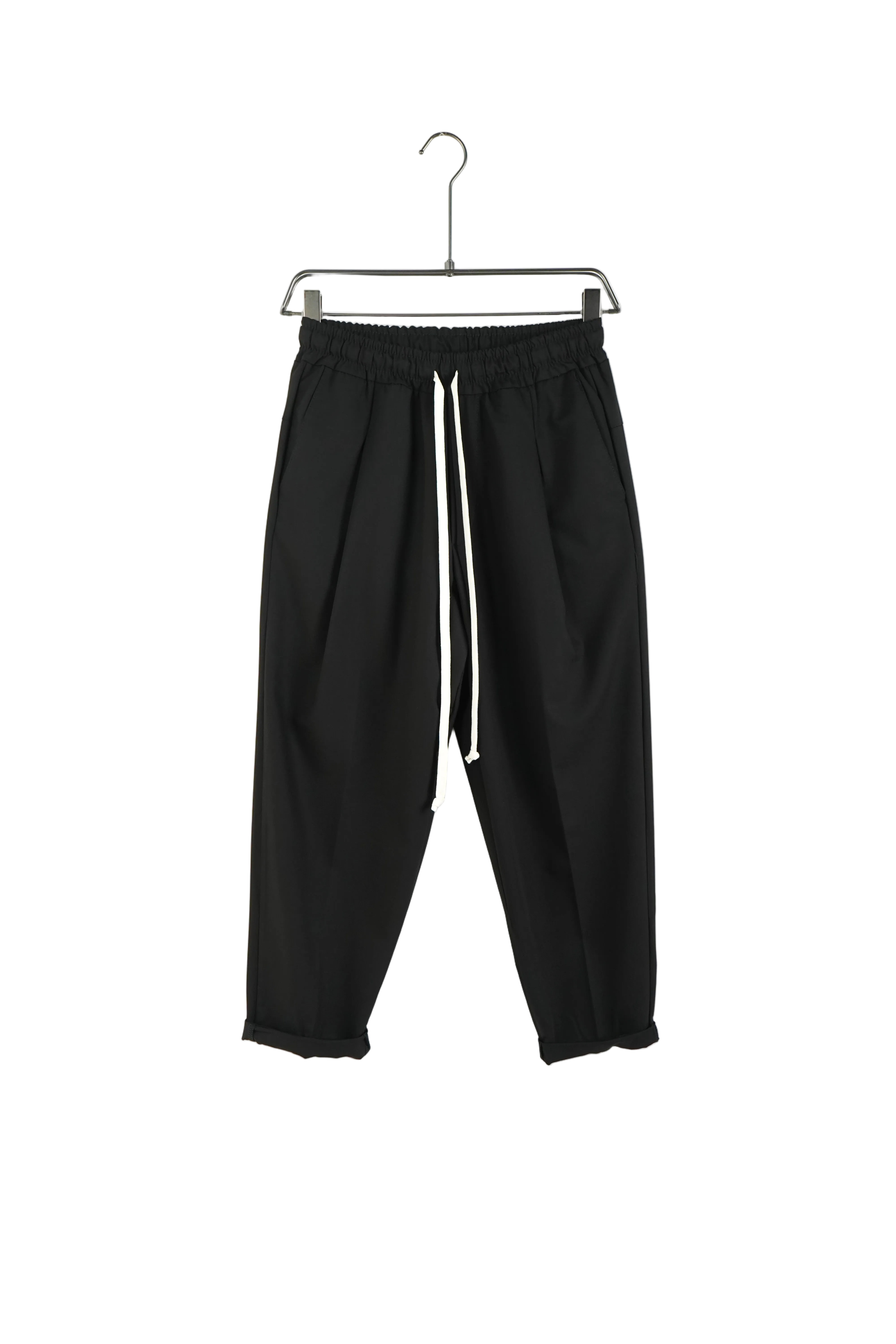 Pantaloni negri slim cu snur lung Atelier AXD