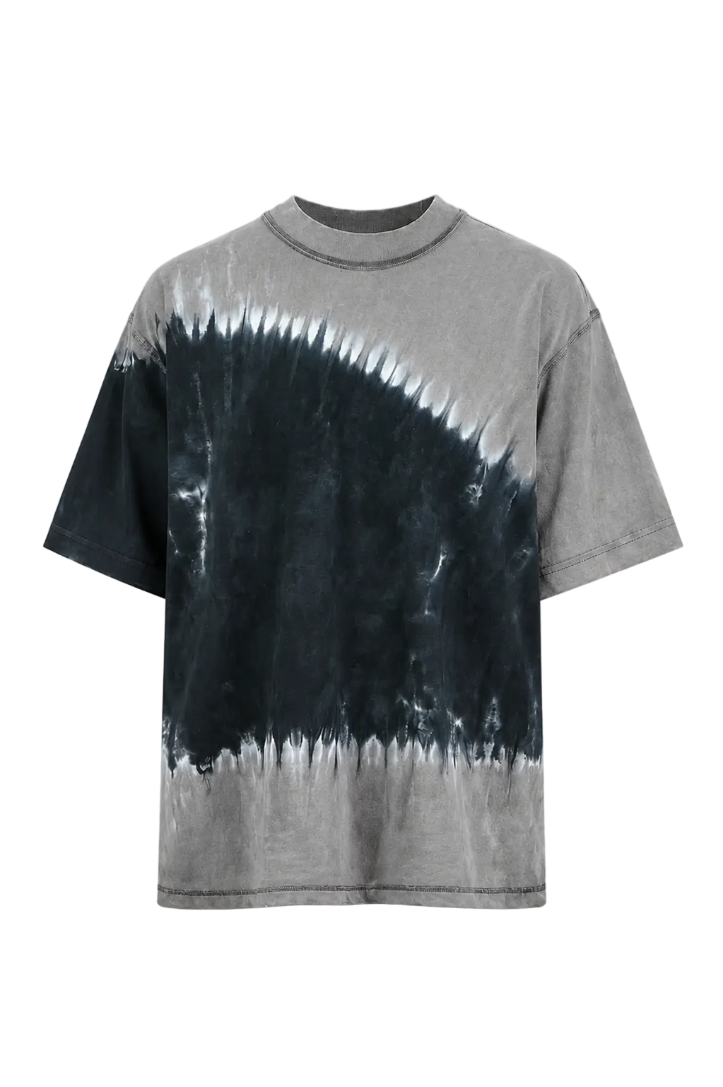 Tricou tie dye gri albastru pentru tinute cu pantaloni cu siret lung